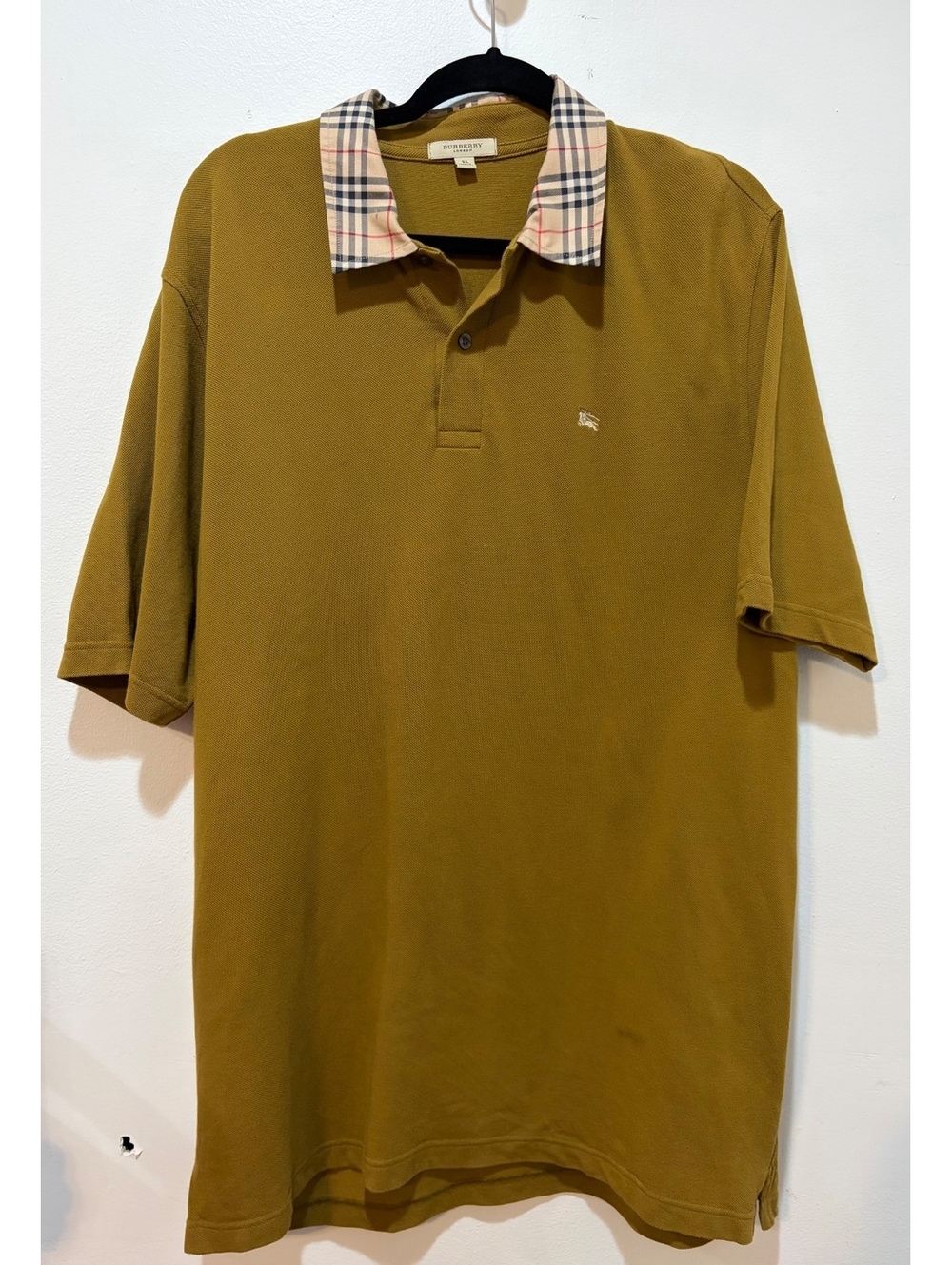 Burberry Nova Check Collar Cotton Polo Shirt sz XLarge